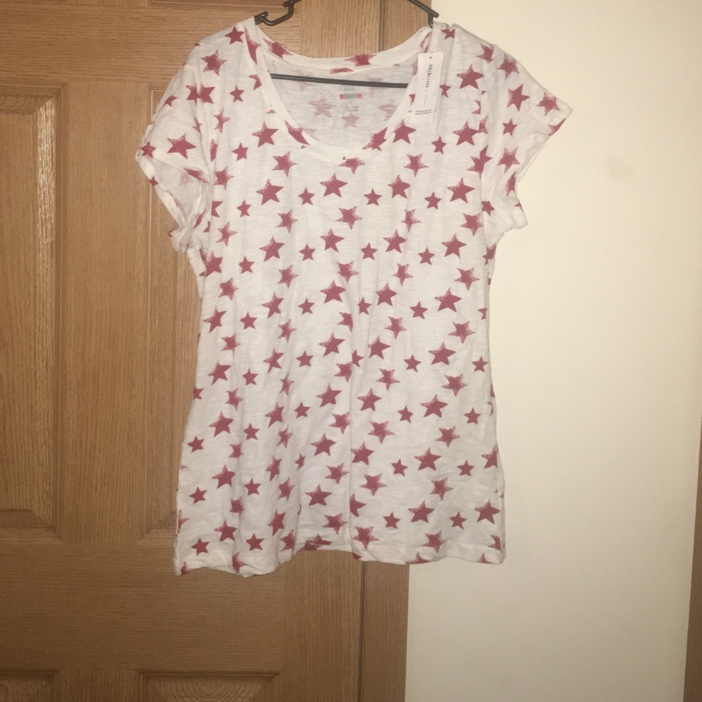Style & Co red and white star shirt(Large)